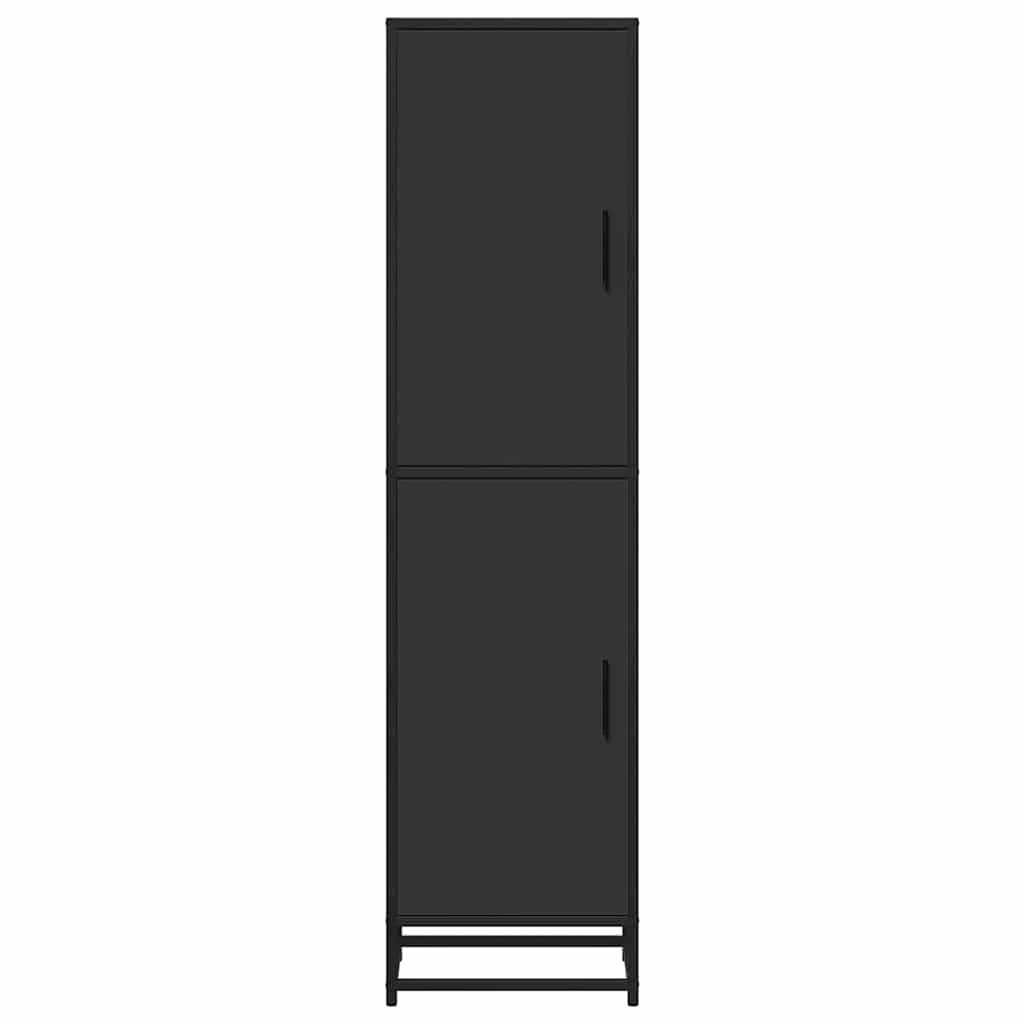 Credenza Nera 35,5x35x139 cm Legno Multistrato Metallo