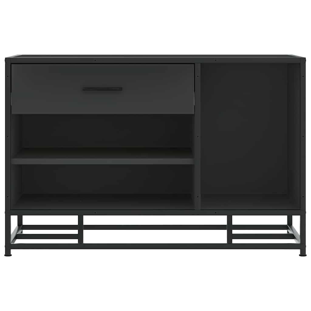Panca Portaoggetti Nera 80x40x53,5 cm Multistrato e Metallo