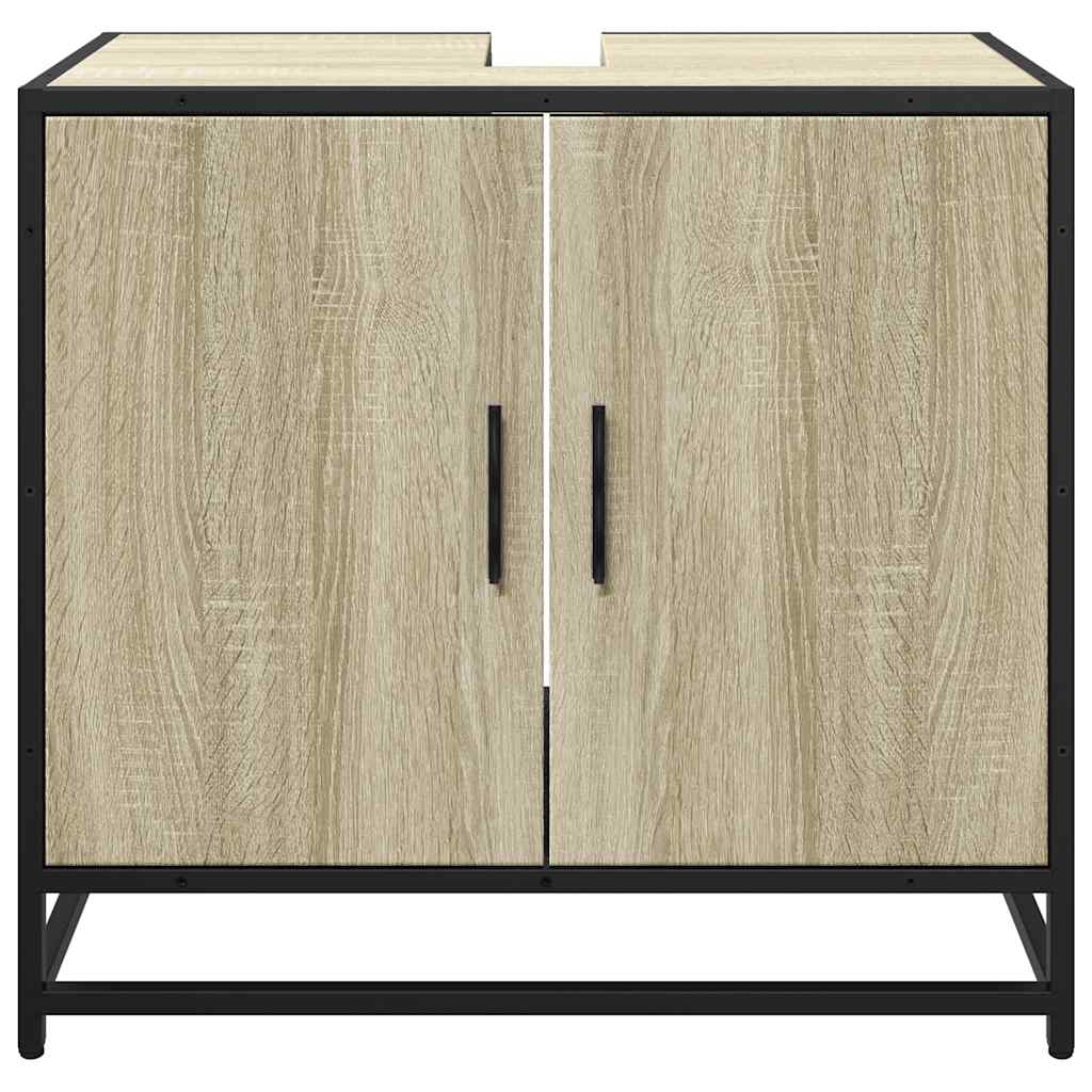 Mobiletto per Lavabo da Bagno Rovere Sonoma 65x33x60 cm Legno Massello