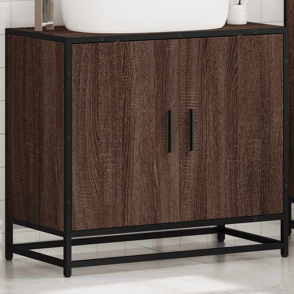 Mobile Lavabo Bagno Rovere Marrone 65x33x60cm Legno Multistrato