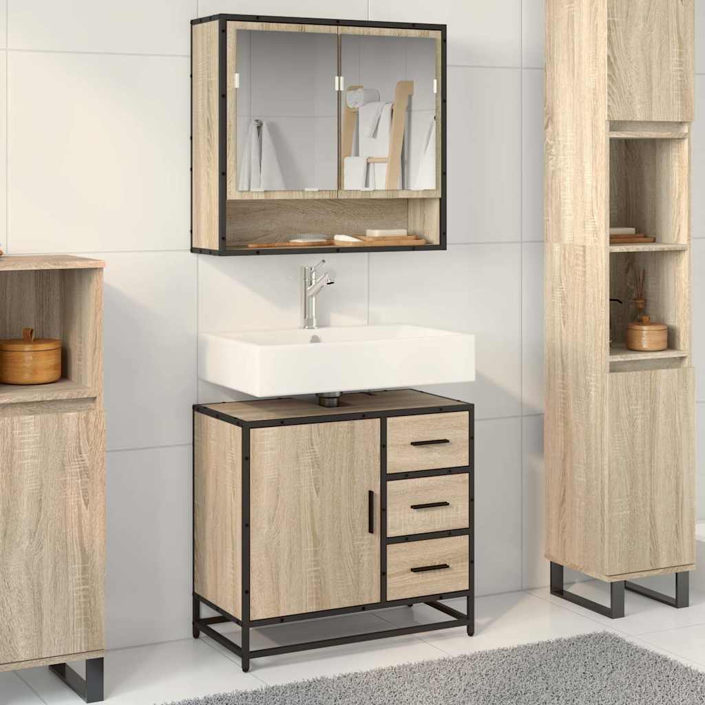 Mobile Lavabo da Bagno Rovere Sonoma 65x33x60 cm in Truciolato