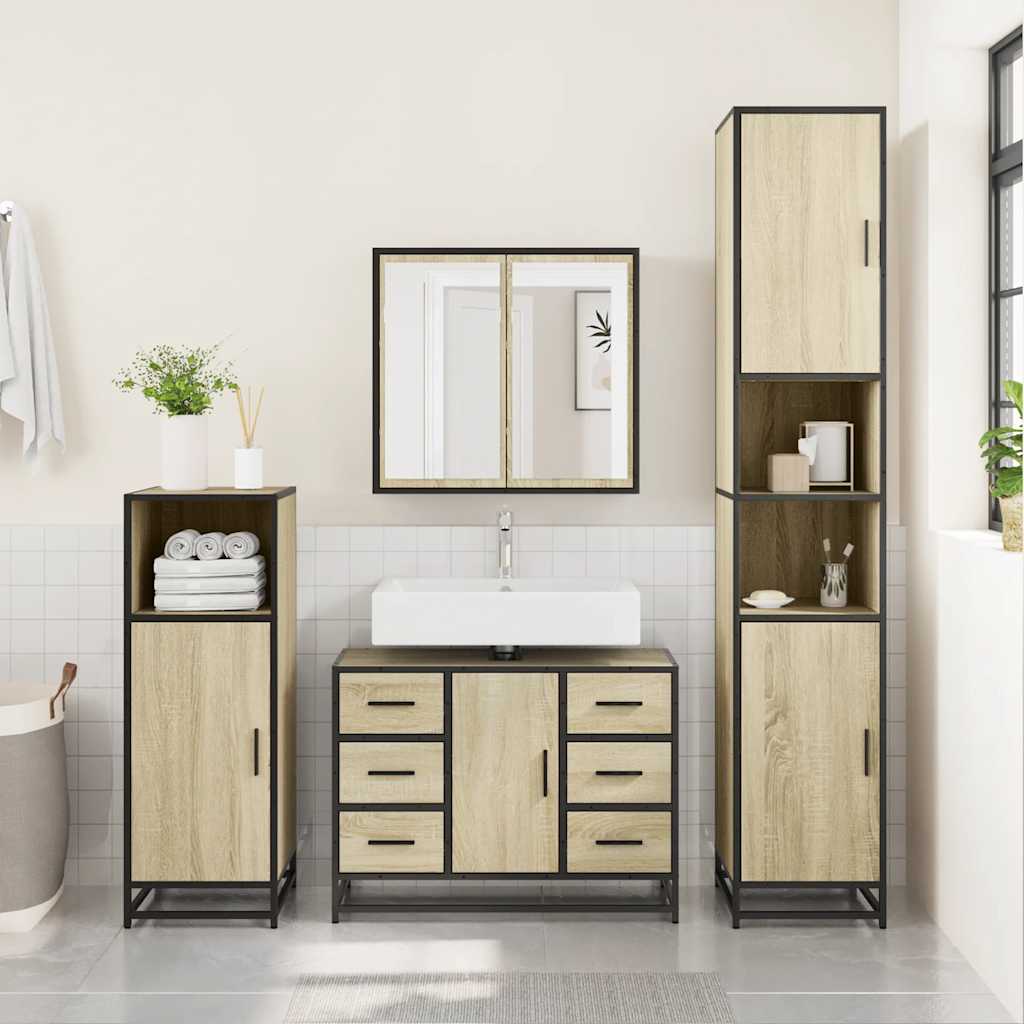 Mobile Lavabo Bagno Rovere Sonoma 60x30x60 cm Legno Multistrato