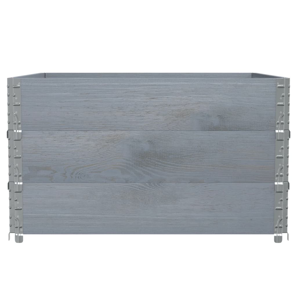Paretali per Pallet 3pz Grigi 100x100cm Legno Massello di Pino