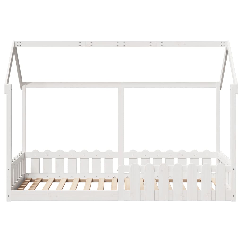Giroletto Casetta Bambini Bianco 80x200 cm Legno Massello Pino
