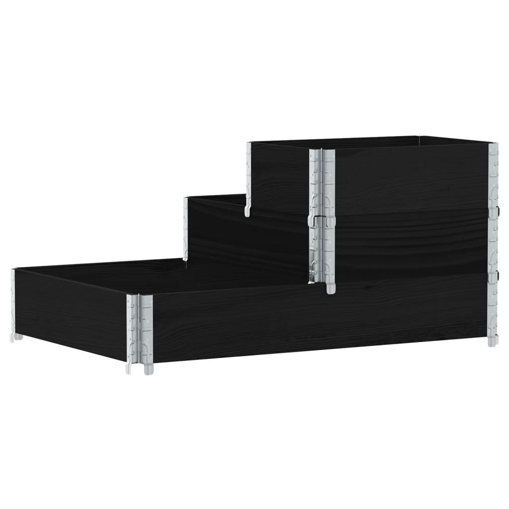 Fioriera Rialzata a 3 Livelli Nera 120x80 cm Legno di Pino