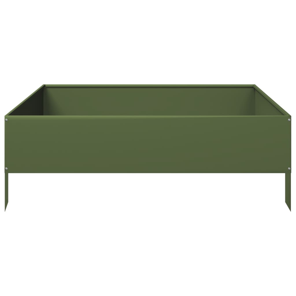 Fioriera Rialzata Giardino Verde Oliva 100x100x33,5 cm Acciaio