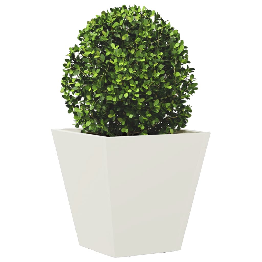 Fioriere da Giardino 2 pz Bianche 30x30x30 cm in Acciaio
