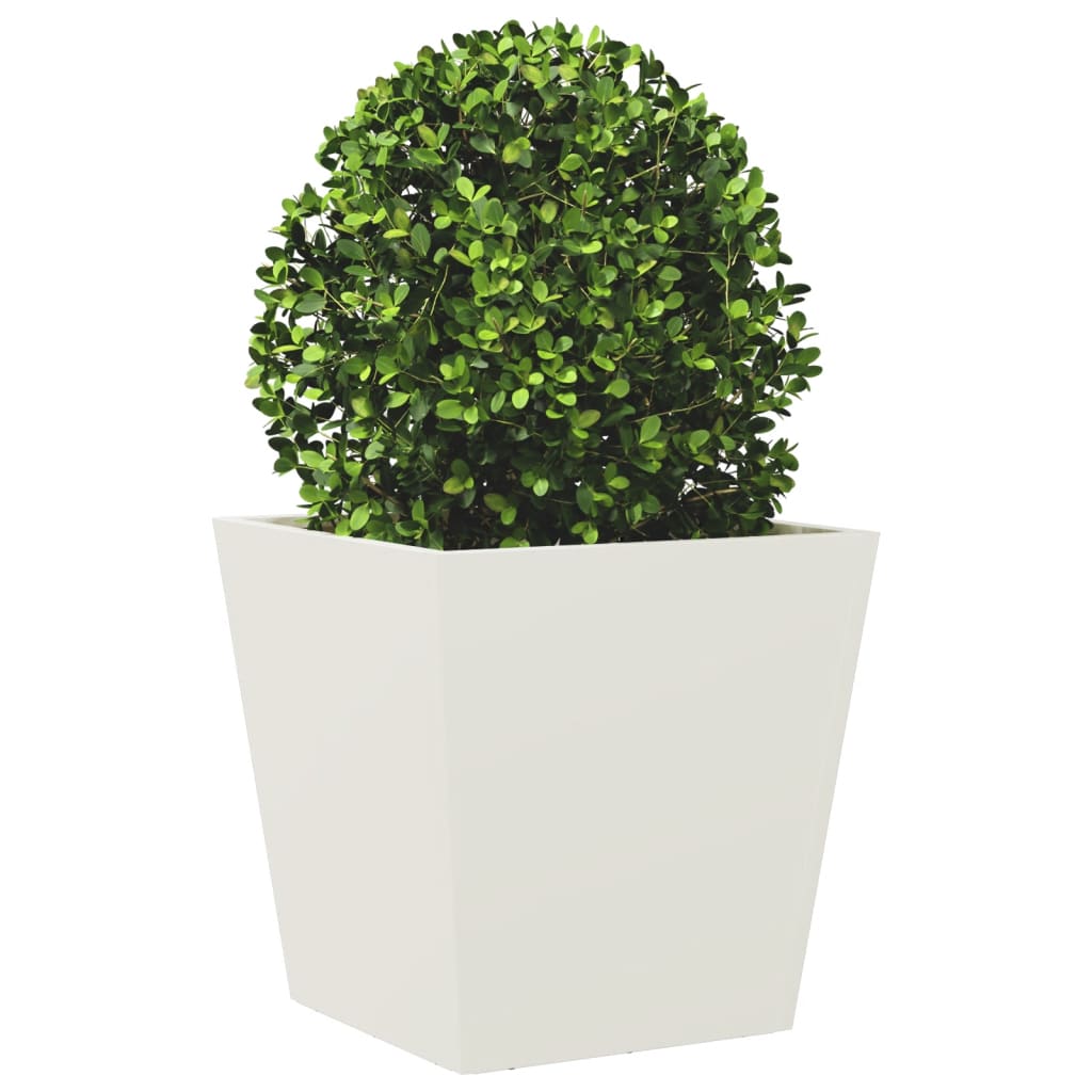 Fioriere da Giardino 2 pz Bianche 40x40x40 cm in Acciaio