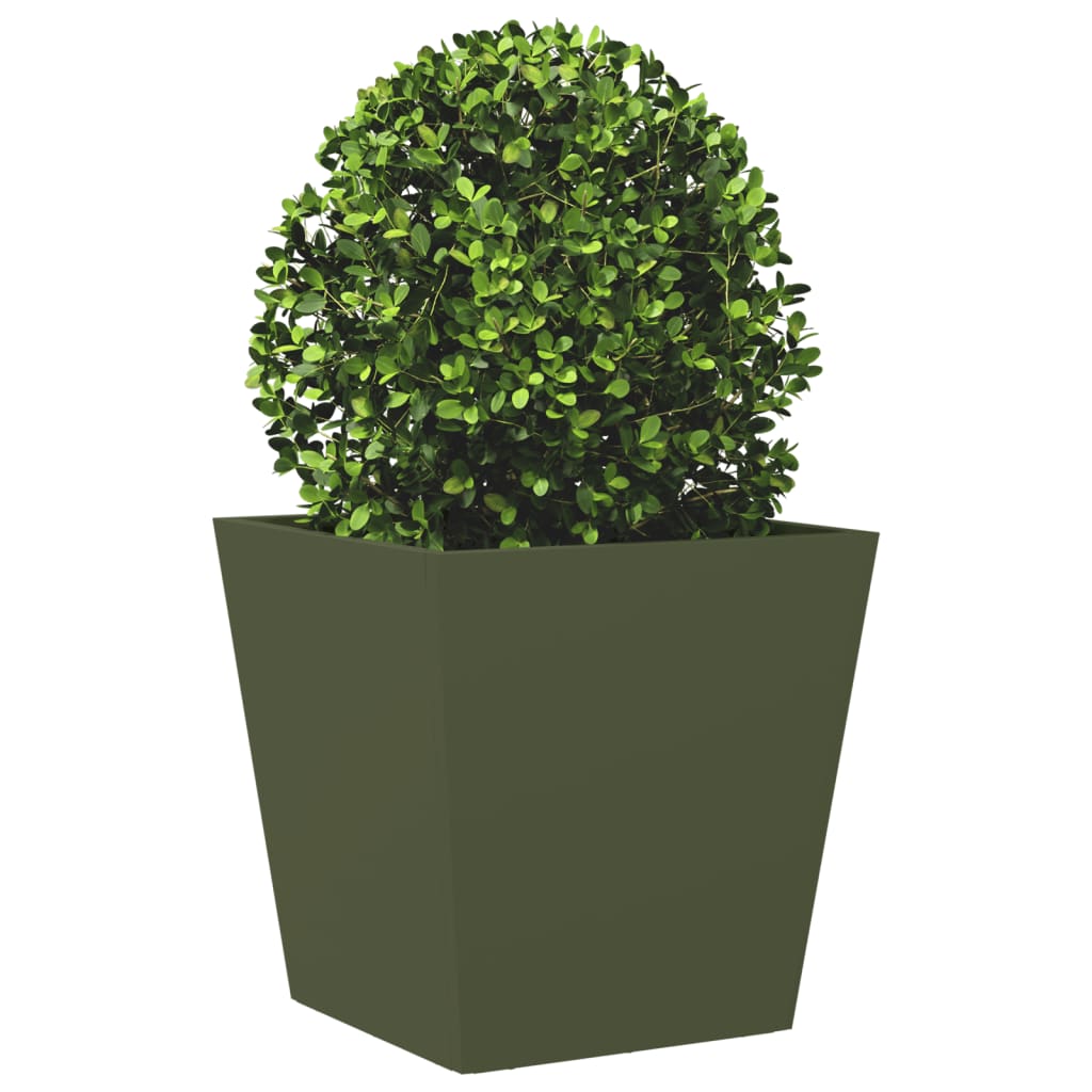 Fioriere da Giardino 2 pz Verde Oliva 40x40x40 cm in Acciaio