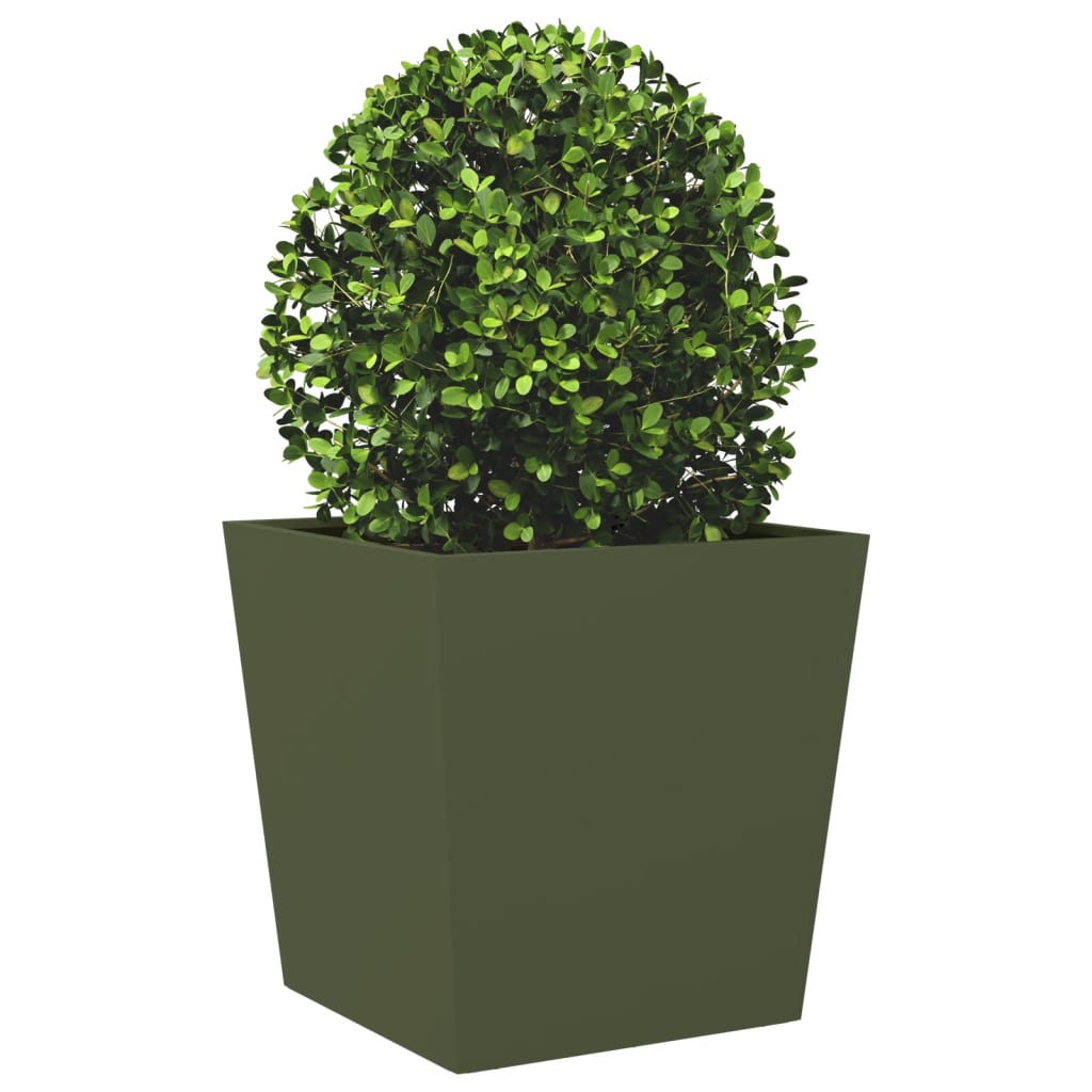 Fioriere da Giardino 2 pz Verde Oliva 50x50x50 cm in Acciaio