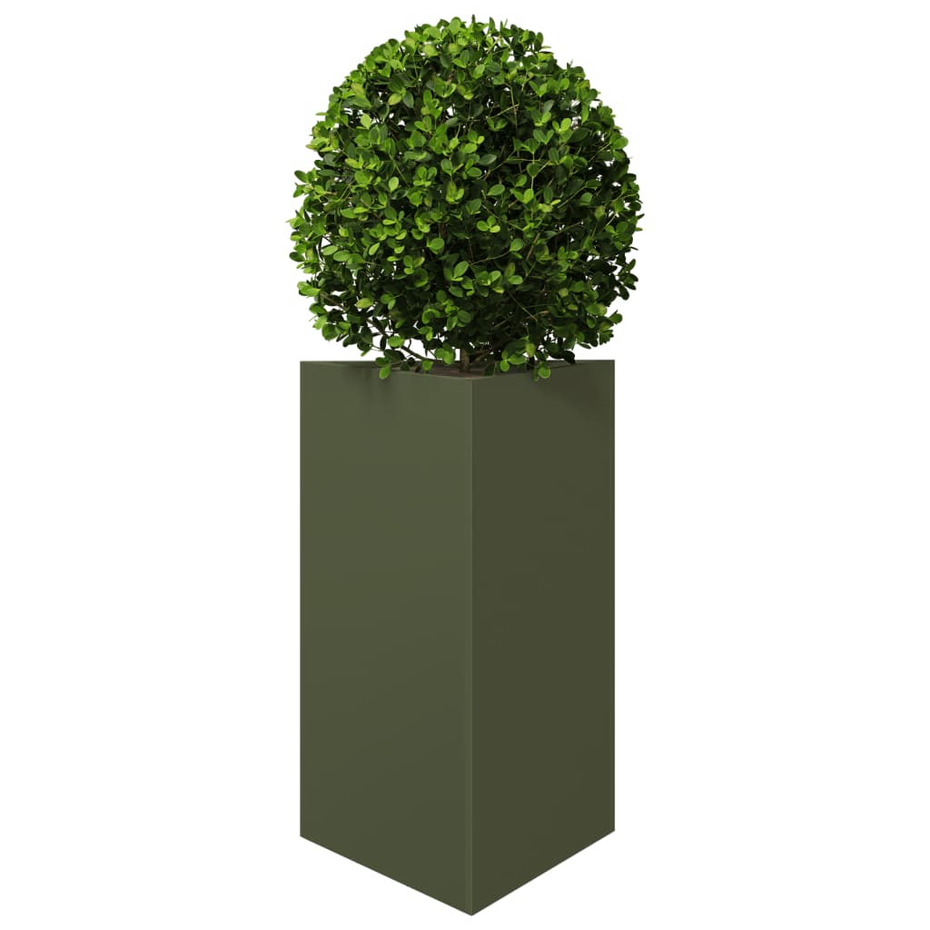 Fioriere 2 pz Verde Oliva Triangolari 50x43x75 cm in Acciaio