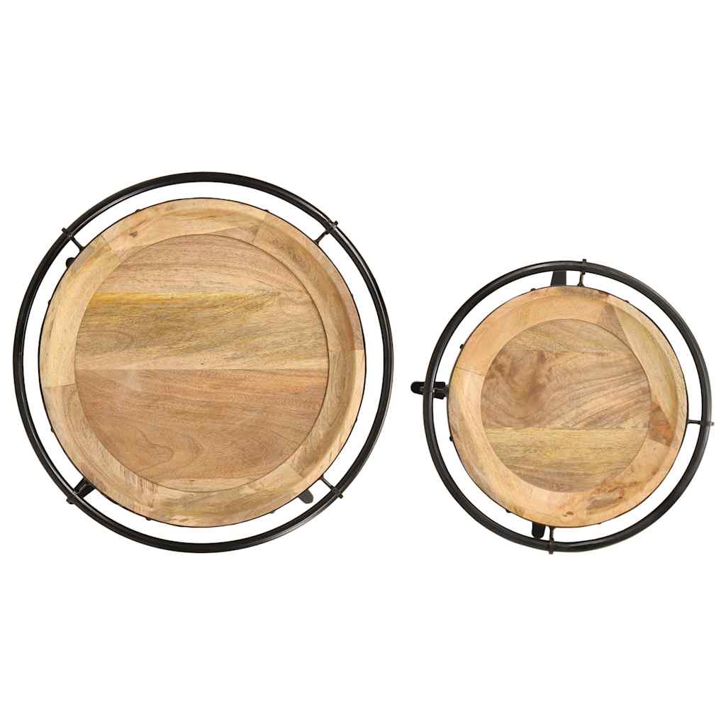 Set Tavolino 2 pz in Legno Massello di Mango