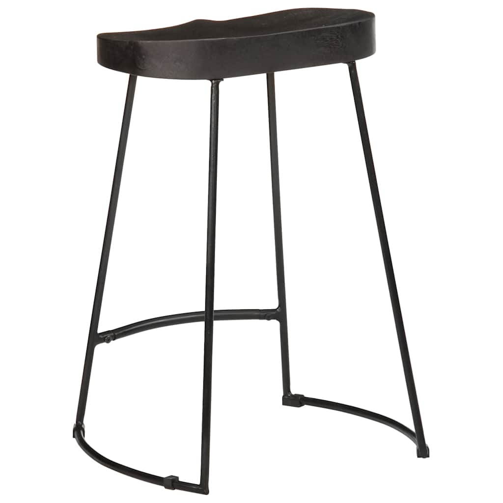 Sgabelli da Bar 2 pz Neri 45x40x62 cm Legno Massello di Mango