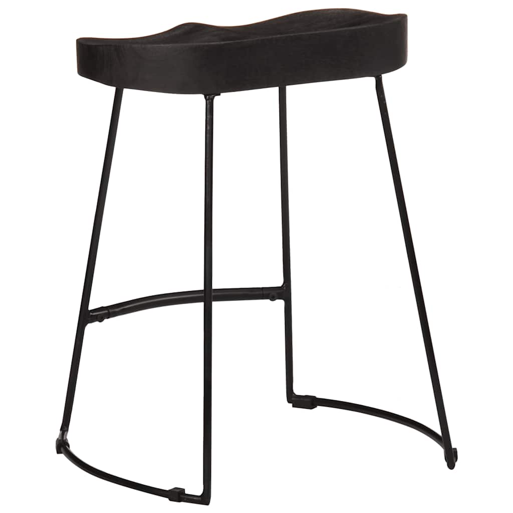 Sgabelli da Bar 2 pz Neri 46x38x52 cm Legno Massello di Mango