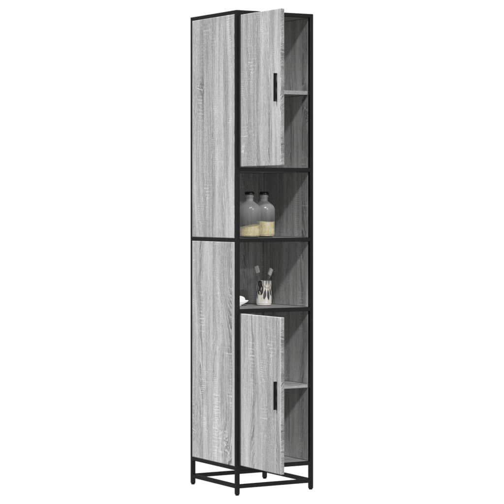 Mobile da Bagno Grigio 35x37,5x188,5 cm in Truciolato e Metallo