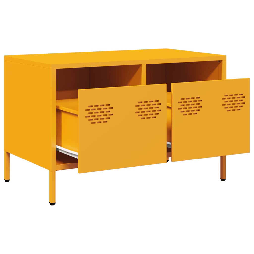 Mobile TV Giallo Senape 68x39x43,5cm Acciaio Laminato a Freddo