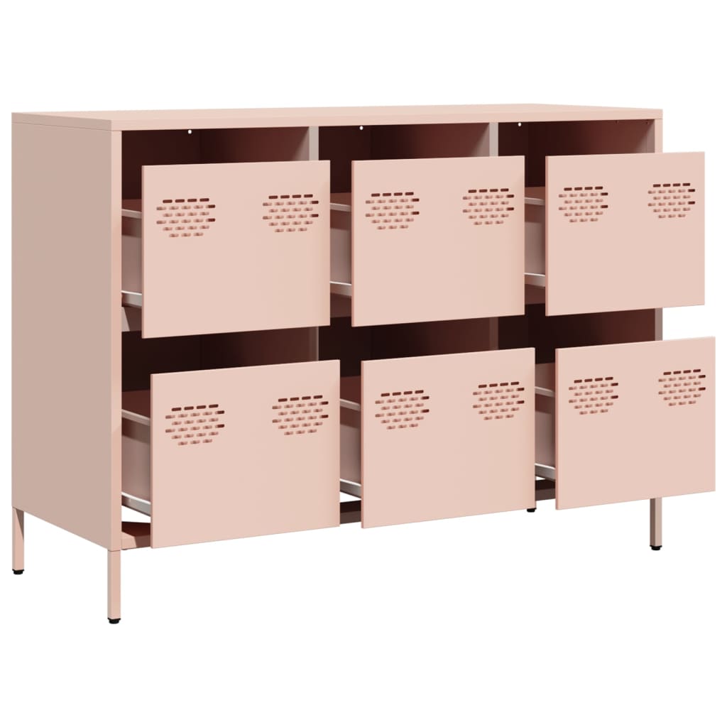 Credenza Rosa 101,5x39x73,5 cm in Acciaio Laminato a Freddo