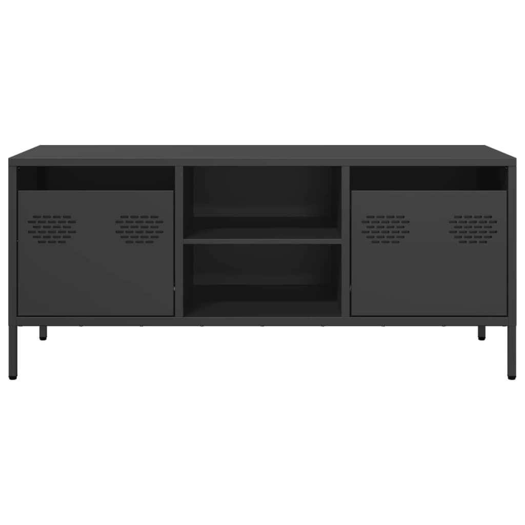 Mobile TV Nero 101,5x39x43,5 cm in Acciaio Laminato a Freddo