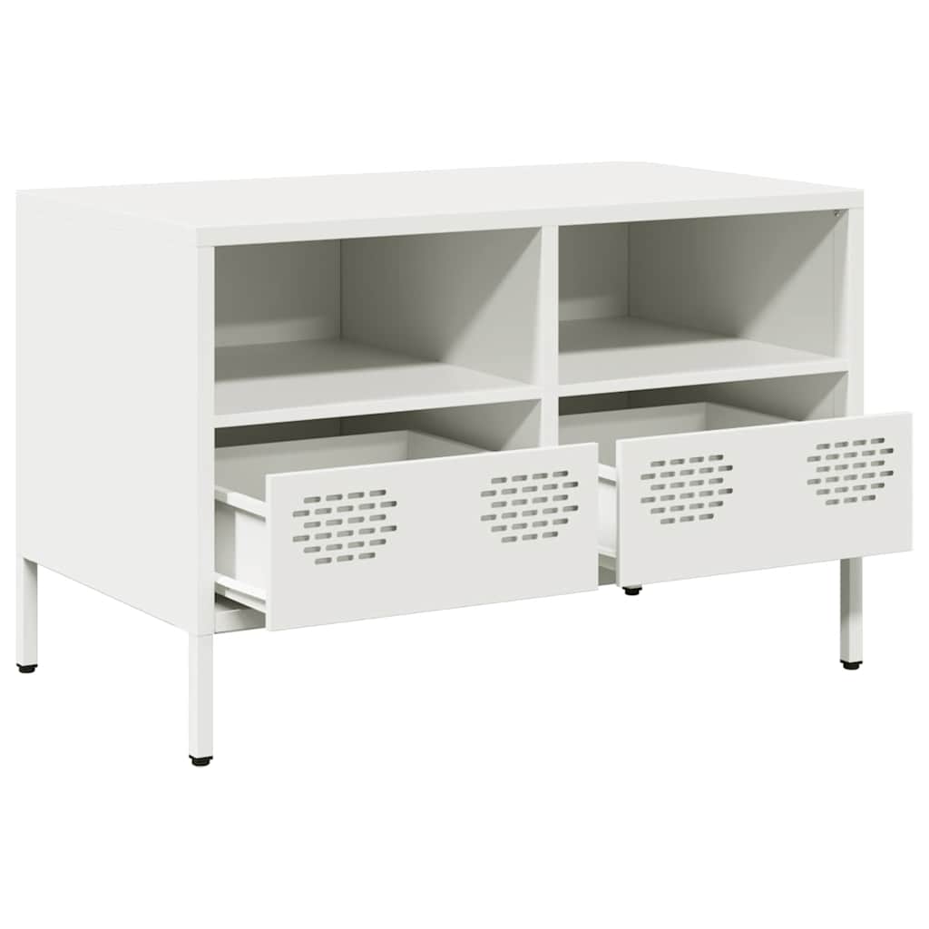 Mobile TV Bianco 68x39x43,5 cm in Acciaio Laminato a Freddo