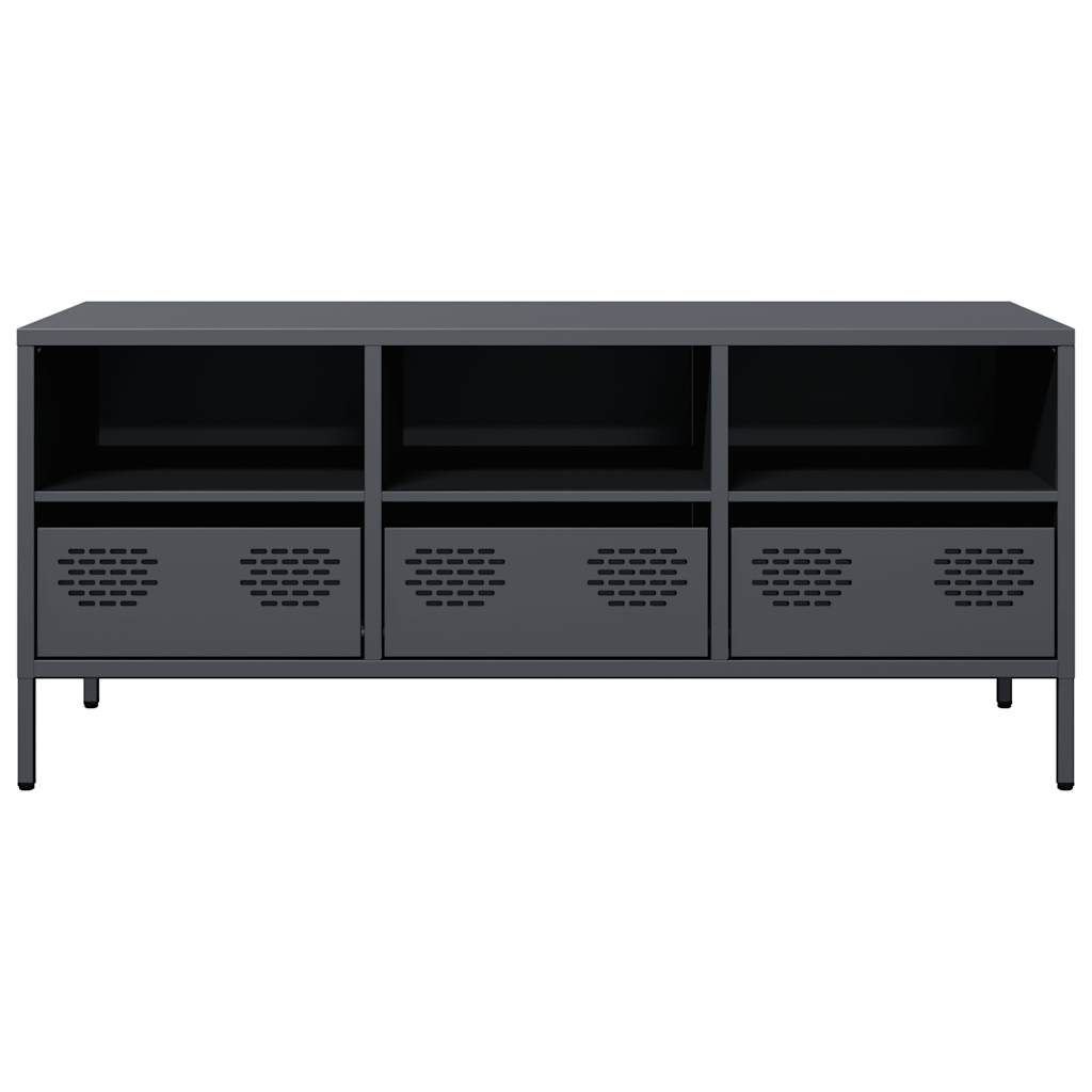 Mobile TV Antracite 101,5x39x43,5 cm Acciaio Laminato a Freddo