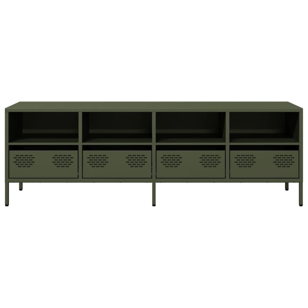 Mobile TV Verde Oliva 135x39x43,5cm Acciaio Laminato a Freddo