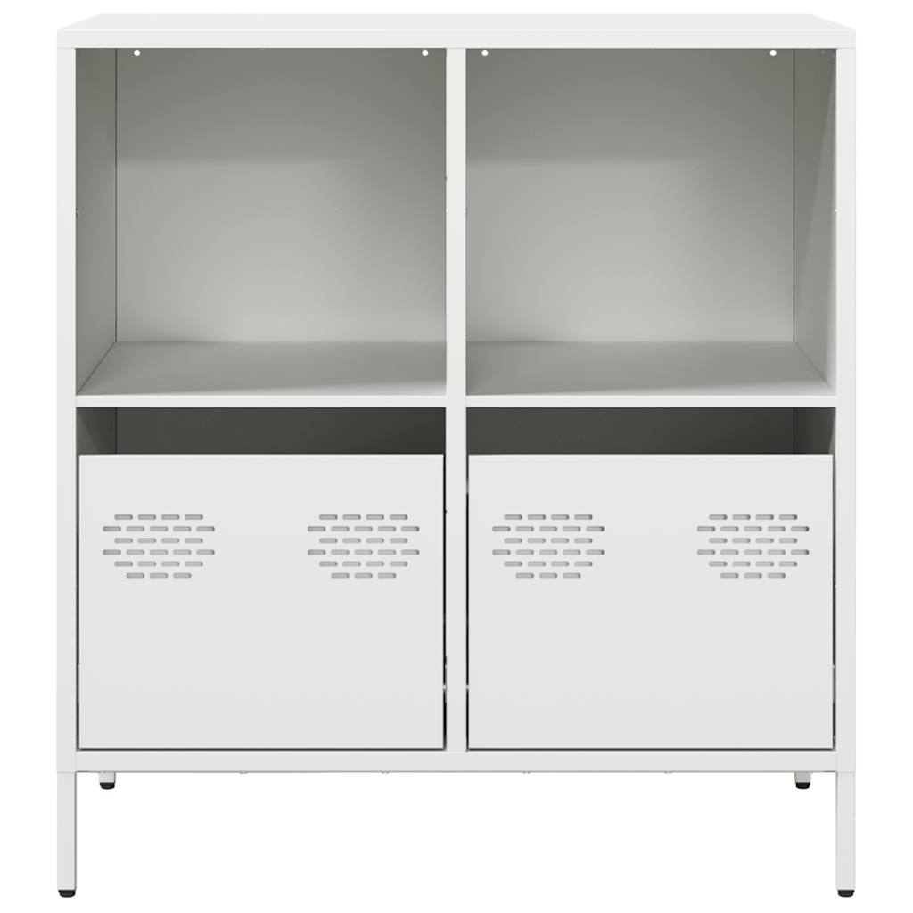 Credenza Bianca 68x39x73,5 cm in Acciaio Laminato a Freddo