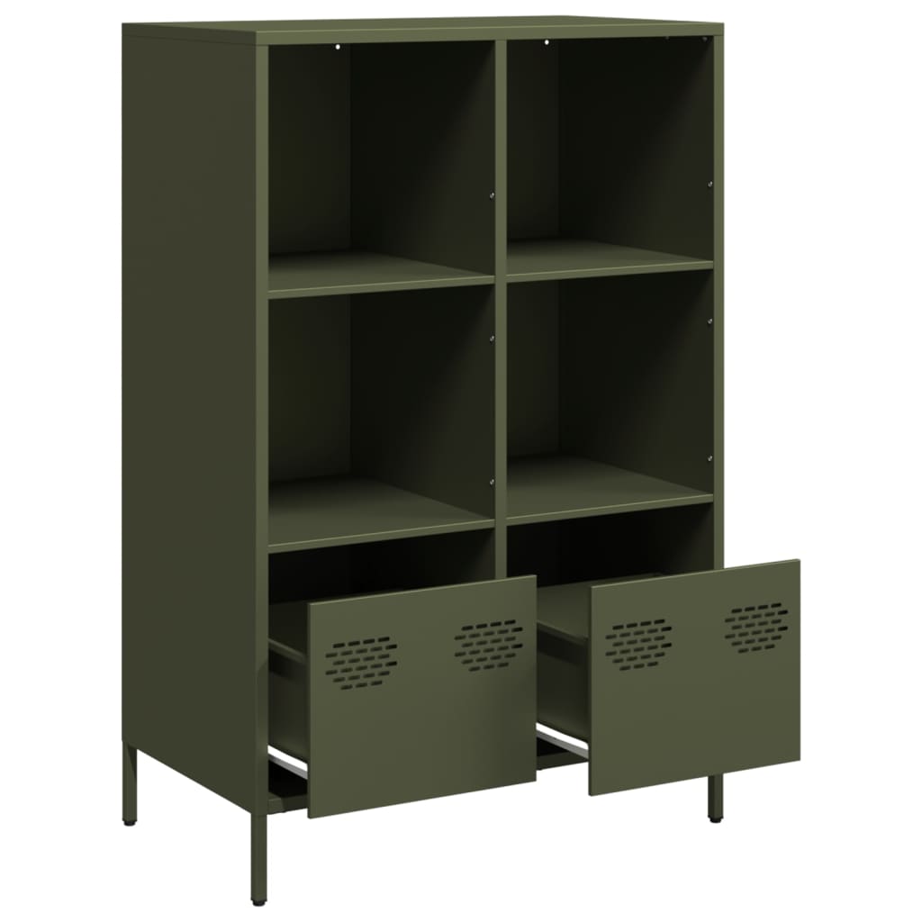 Credenza Verde Oliva 68x39x103,5 cm in Acciaio