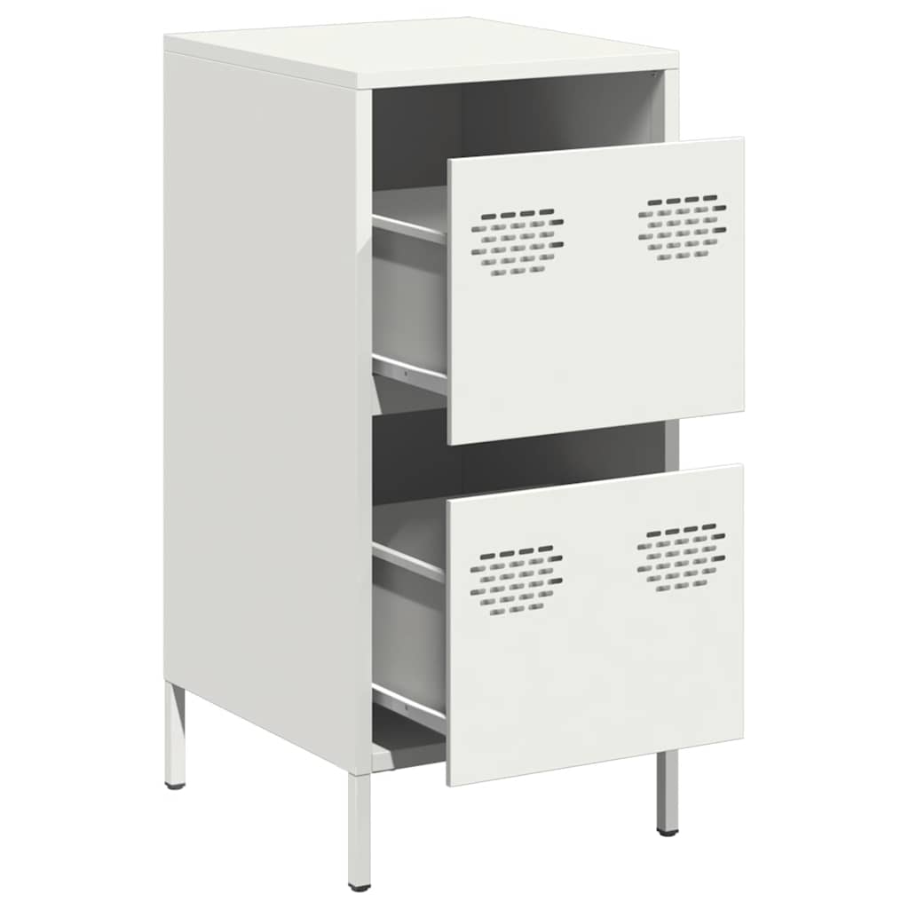 Credenza Bianca 35x39x73,5 cm in Acciaio Laminato a Freddo