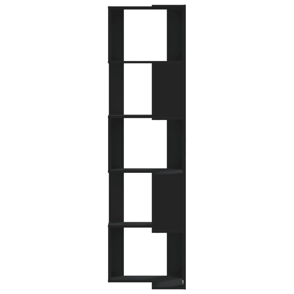 Libreria Angolare 5Ripiani Nera 50x50x179 cm Legno Multistrato