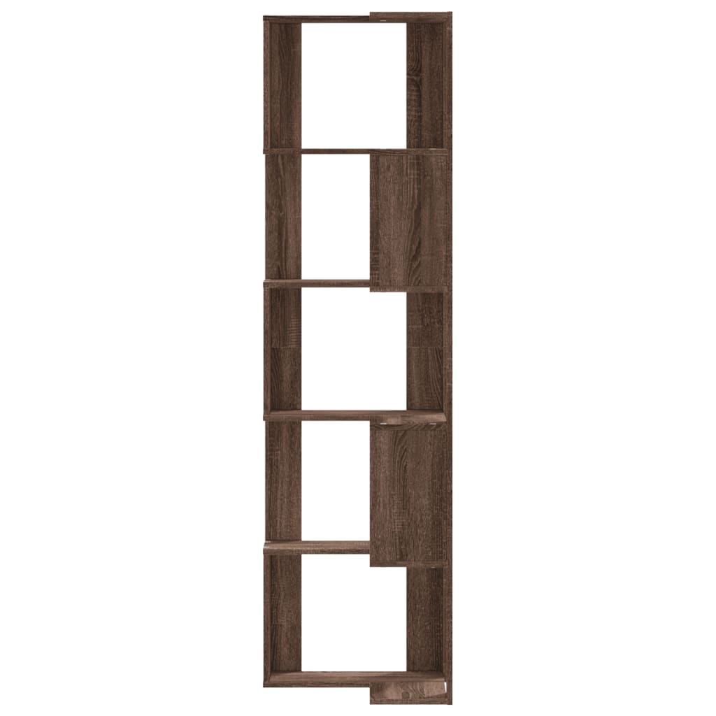 Libreria Angolare 5Ripiani Rovere Marrone 50x50x179 cm Legno