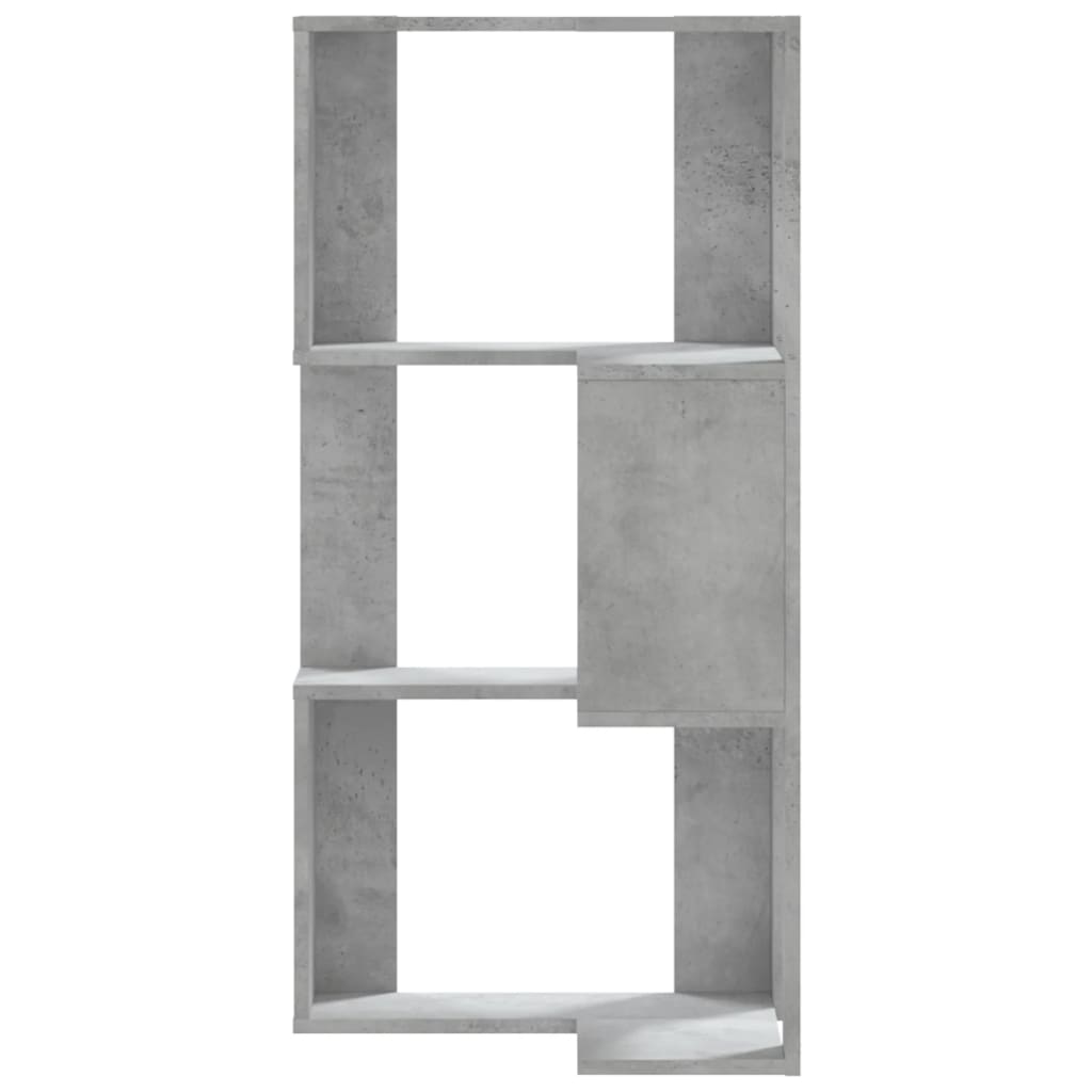 Libreria Angolare 3 Ripiani Grigio Cemento 50x50x102 cm Legno