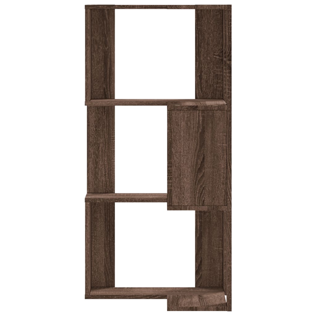 Libreria Angolare 3 Ripiani Rovere Marrone 50x50x102 cm Legno