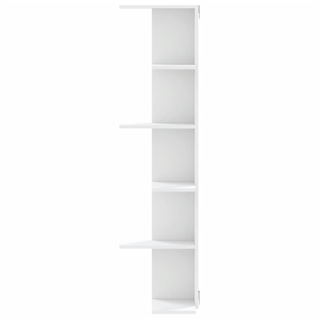 Scaffale Angolare Muro Bianco 36,5x36,5x140cm Legno Multistrato