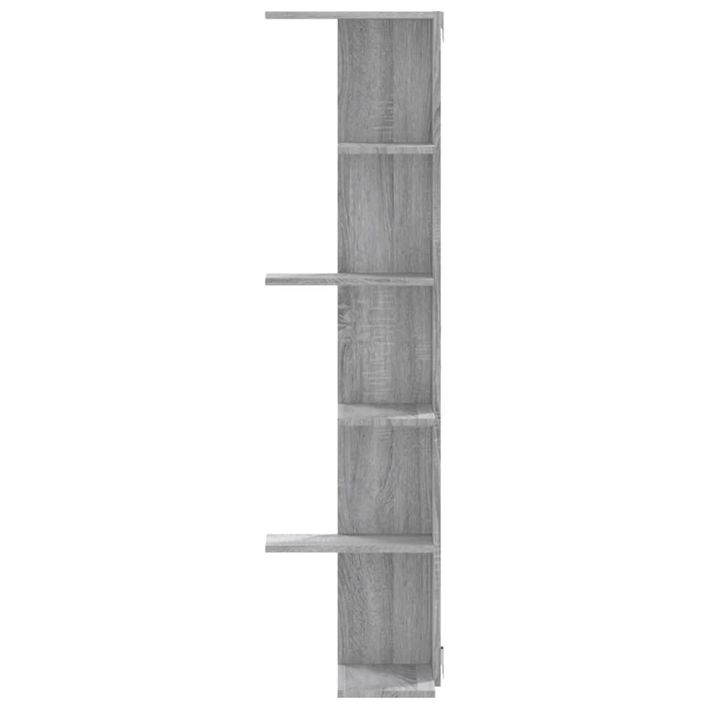 Scaffale Angolare Muro Grigio Sonoma 36,5x36,5x140 cm Legno