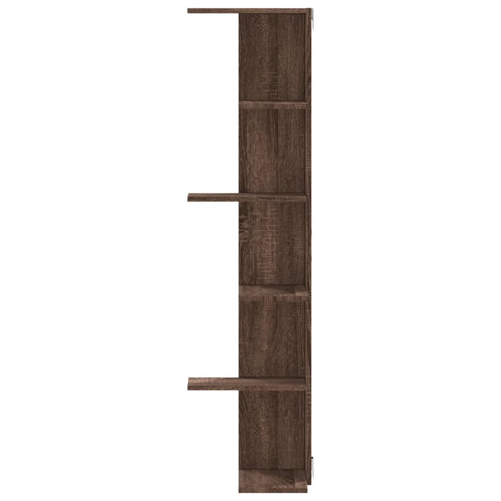 Scaffale Angolare Muro Rovere Marrone 36,5x36,5x140 cm Legno