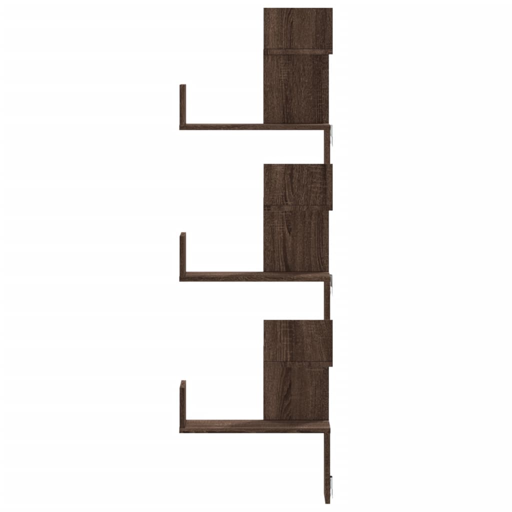 Mensola Angolare Parete Rovere Marrone 45x45x147 cm Multistrato