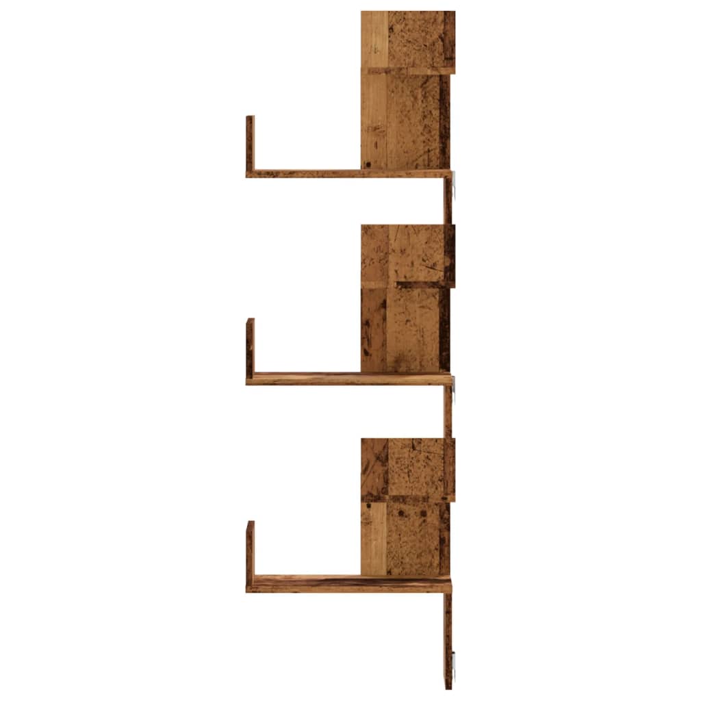 Scaffale Angolare Muro Legno Antico 45x45x147 cm Multistrato