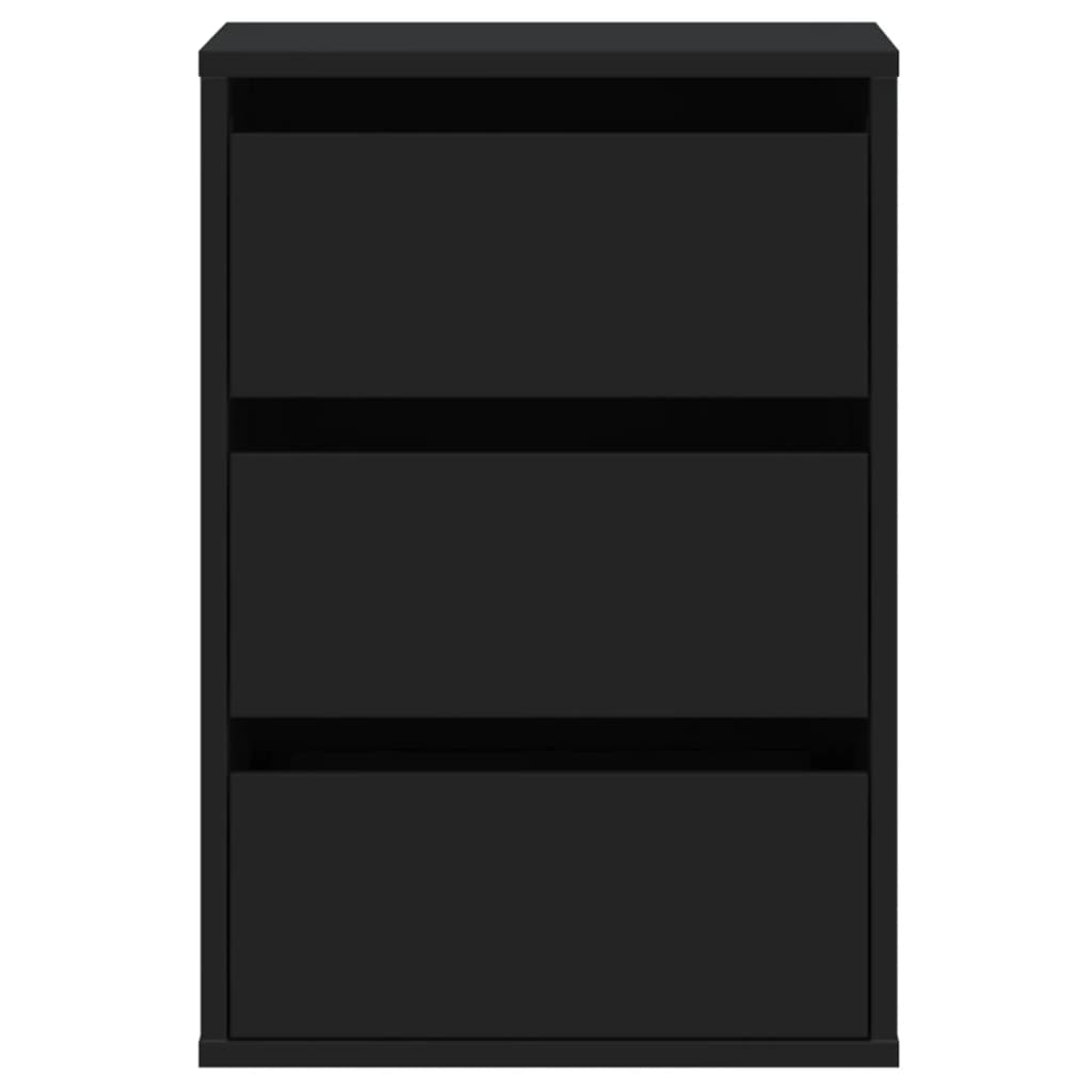 Cassettiera Angolare Nera 40x41x58 cm in Legno Multistrato