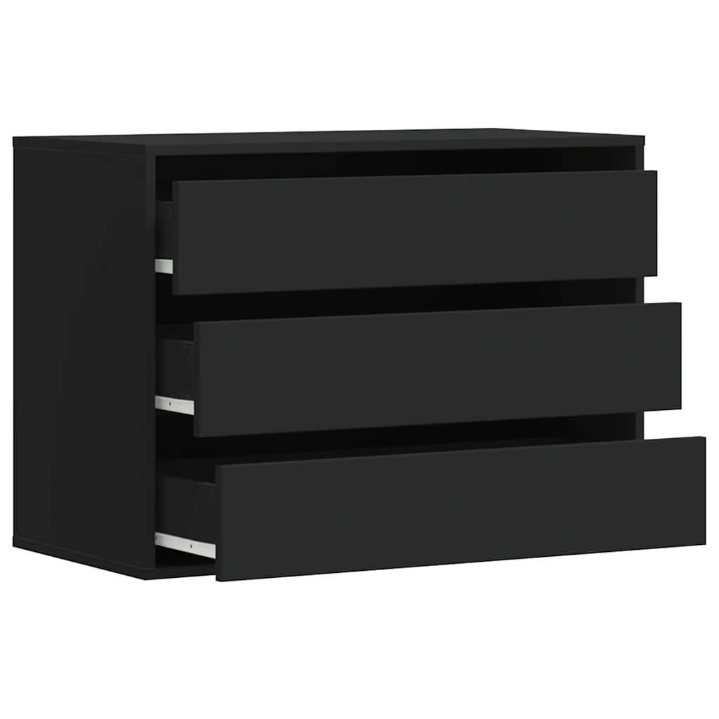 Cassettiera Angolare Nera 80x41x58 cm in Legno Multistrato