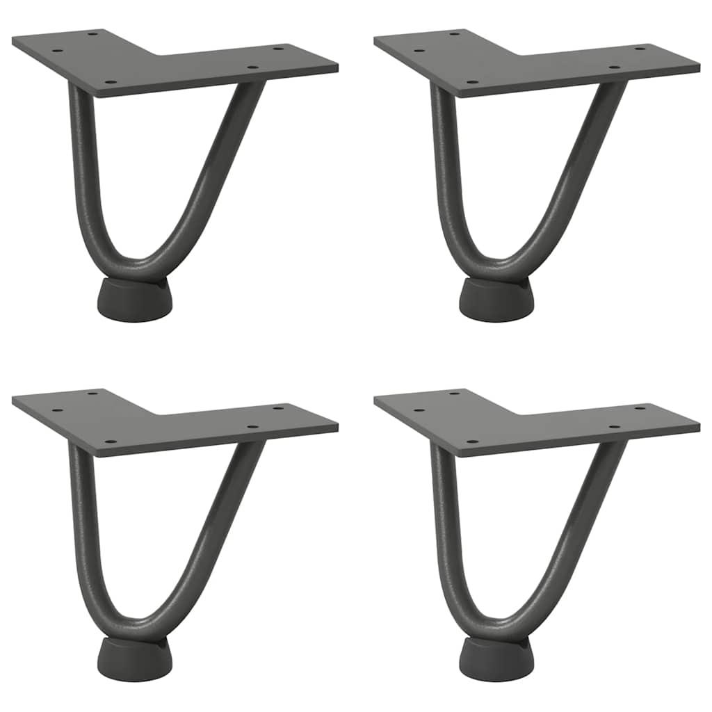 Gambe a forcina per tavolino 4 pz antracite 10 cm acciaio massiccio