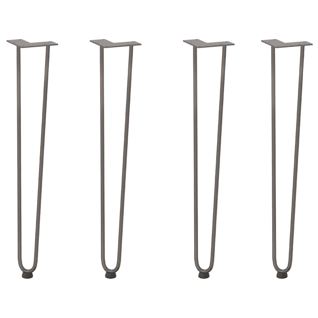 Gambe a forcina per tavoli consolle 4 pz in acciaio naturale 72 cm in acciaio massiccio