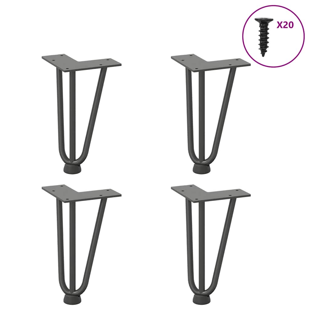 Gambe a forcina per tavolino 4 pz antracite 20 cm acciaio massiccio