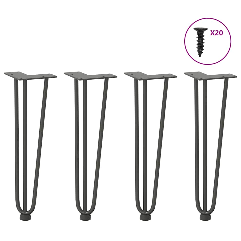 Gambe a forcina per tavolino 4 pz antracite 42 cm acciaio massiccio