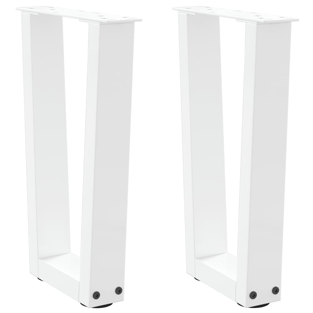 Gambe per Tavolino da Caffè a Forma di V 2 pz Bianche 28x(42-43,3) cm Acciaio