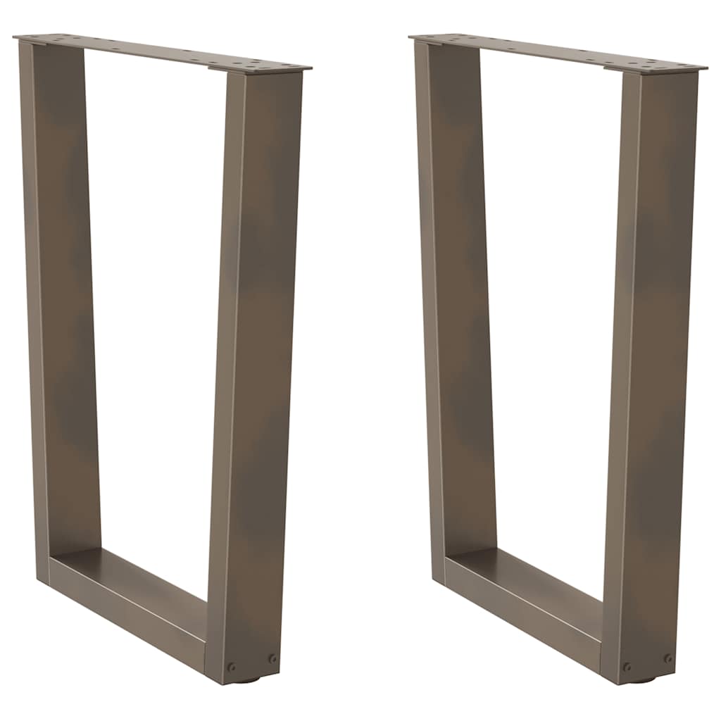 Gambe per tavolo da pranzo a forma di V 2 pz in acciaio naturale 60x(72-73,3) cm