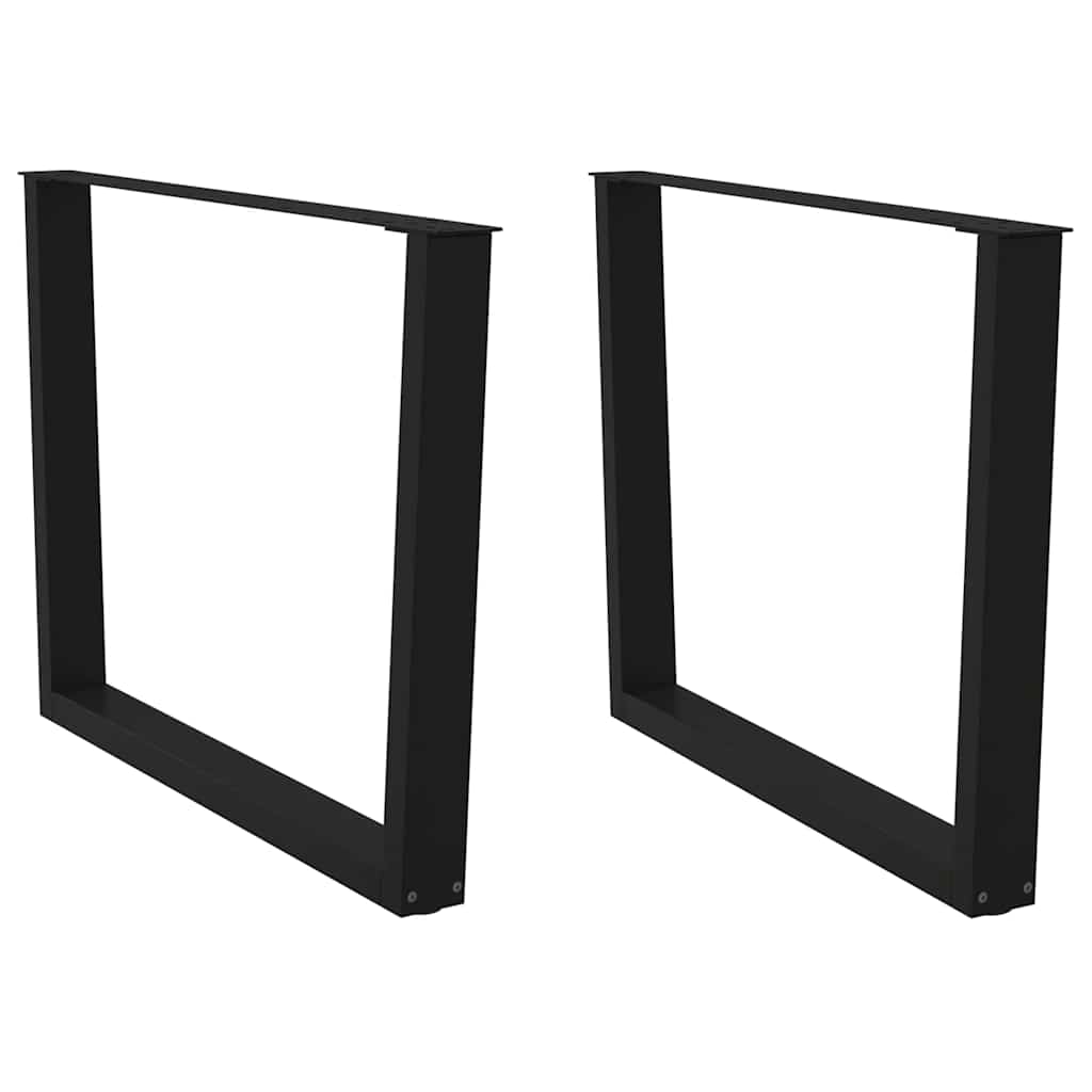 Gambe per tavolo da pranzo a forma di V 2 pz nere 100x(72-73,3) cm in acciaio