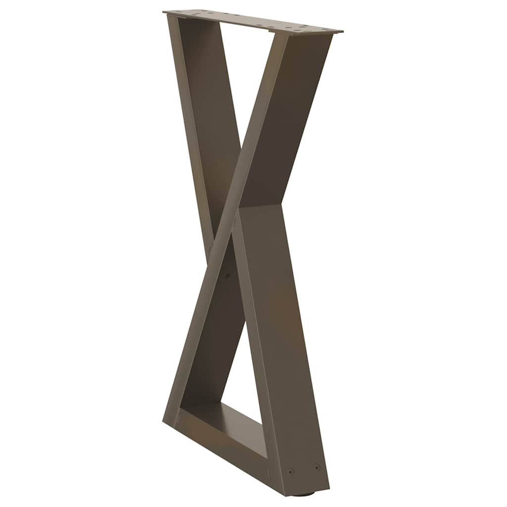 Gambe per tavolo da pranzo 2 pz in acciaio naturale 60x(72-73,3) cm