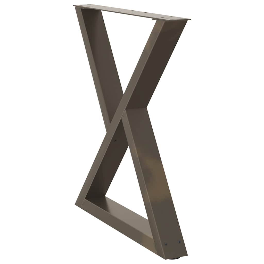 Gambe per tavolo da pranzo 2 pz in acciaio naturale 80x(72-73,3) cm