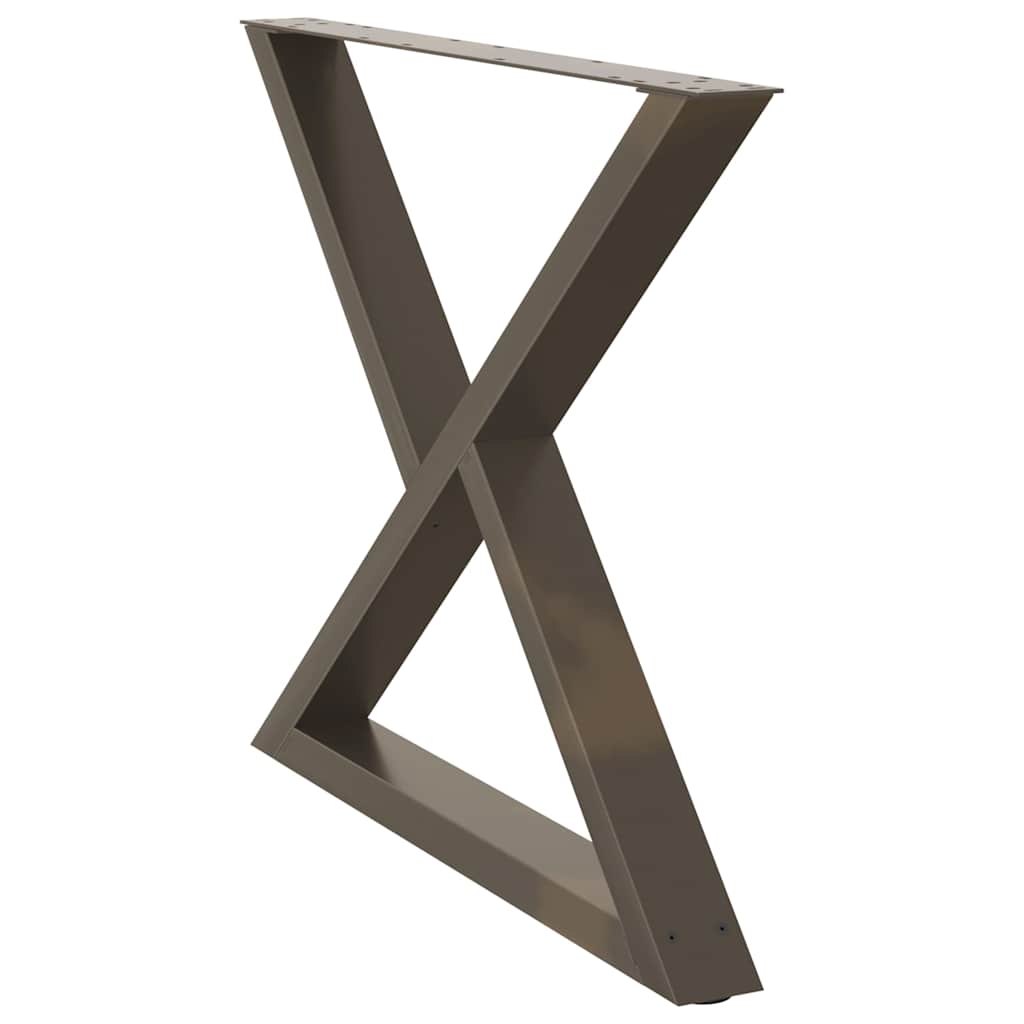Gambe per tavolo da pranzo 2 pz in acciaio naturale 90x(72-73,3) cm