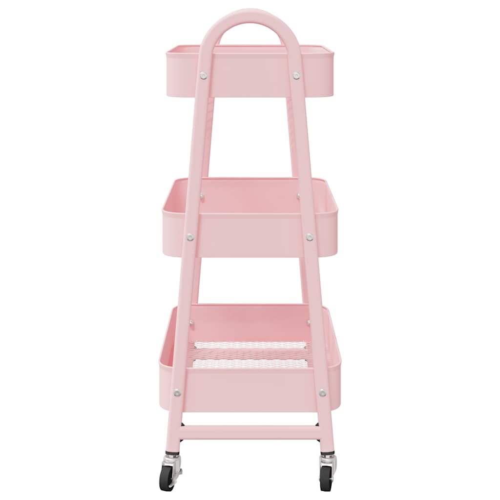Carrello portaoggetti a 3 ripiani rosa 42x41,5x77 cm in acciaio